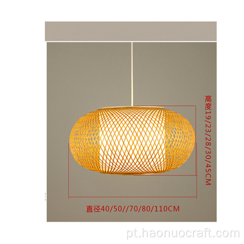 Iluminação de lustre de bambu moderno para sala de tatame